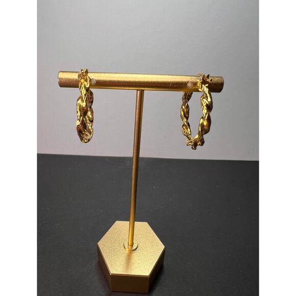 18k gold vermeil over sterling silver twisted hoop earrings - Picture 2 of 11